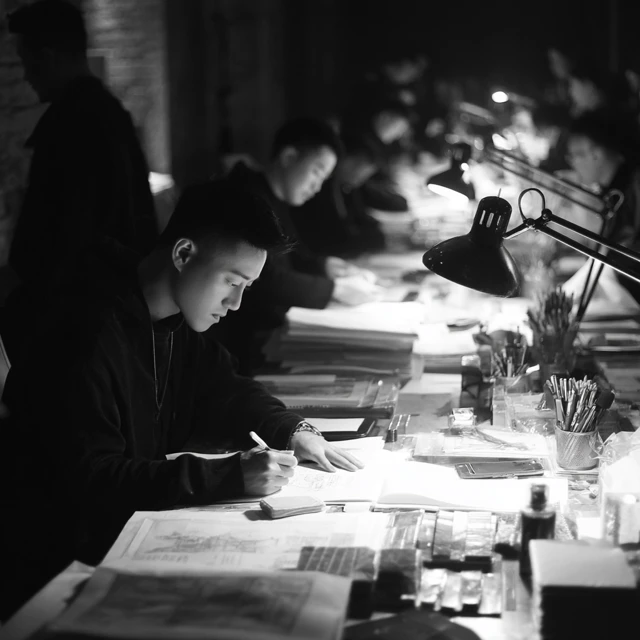 Chinese Designers Working Late Night