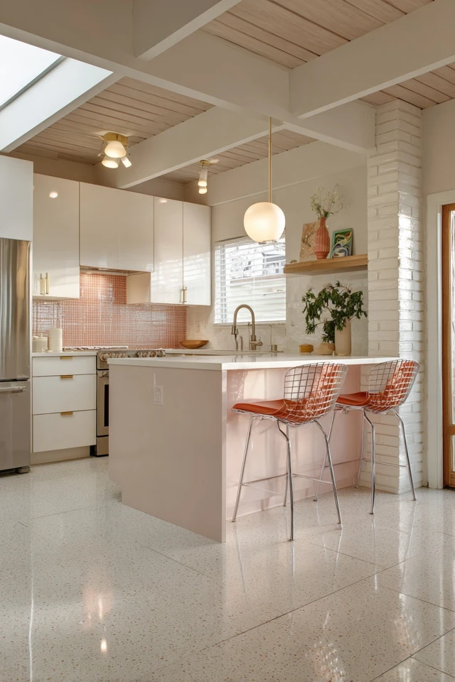 Mid Century Modern Kitchen Design White Minimalist