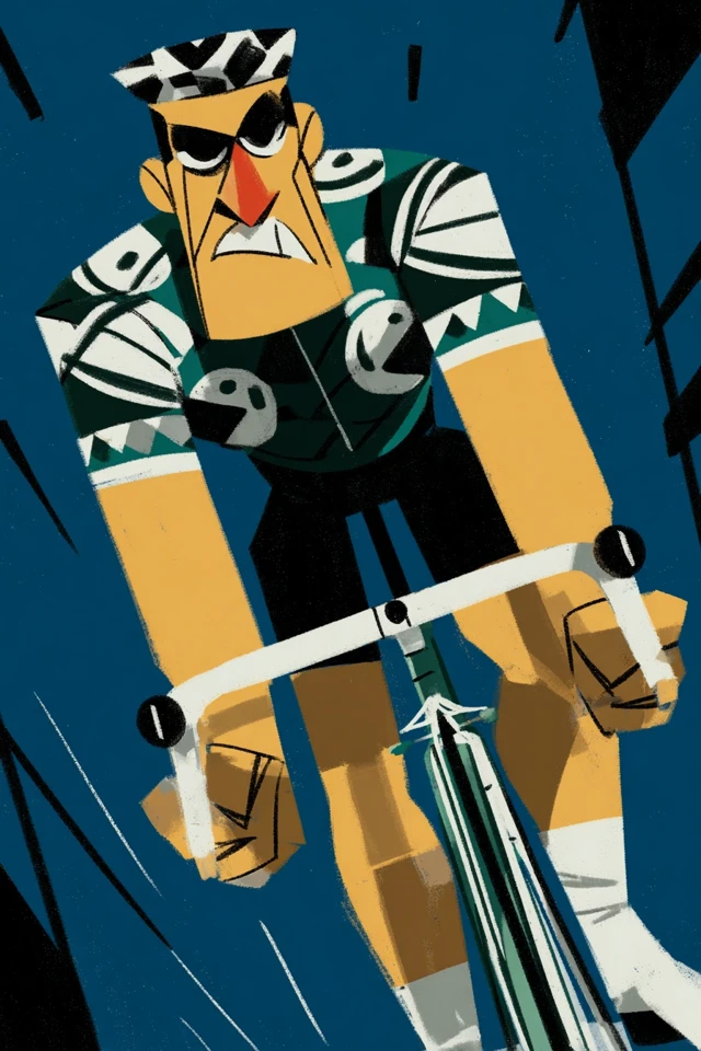 Abstract Cycling Art Cyclist in Lead Peloton Poster