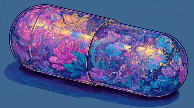 Psychedelic Capsule Art Illustration PNG