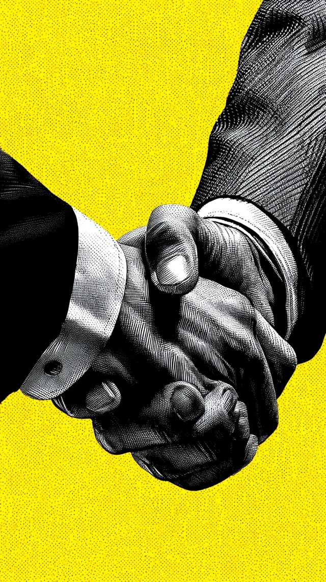 Handshake Pop Art Black and White
