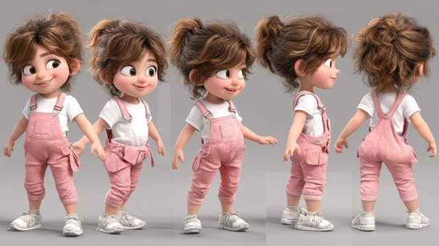 3D Pixar Spanish Girl Character Sheet
