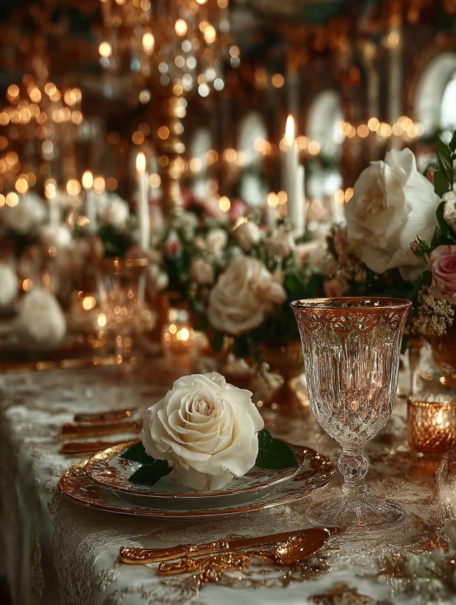 Elegant Banquet Hall Setting Luxurious Detail