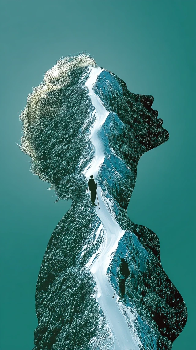 Mountain Silhouette Futuristic Art iPhone Wallpaper