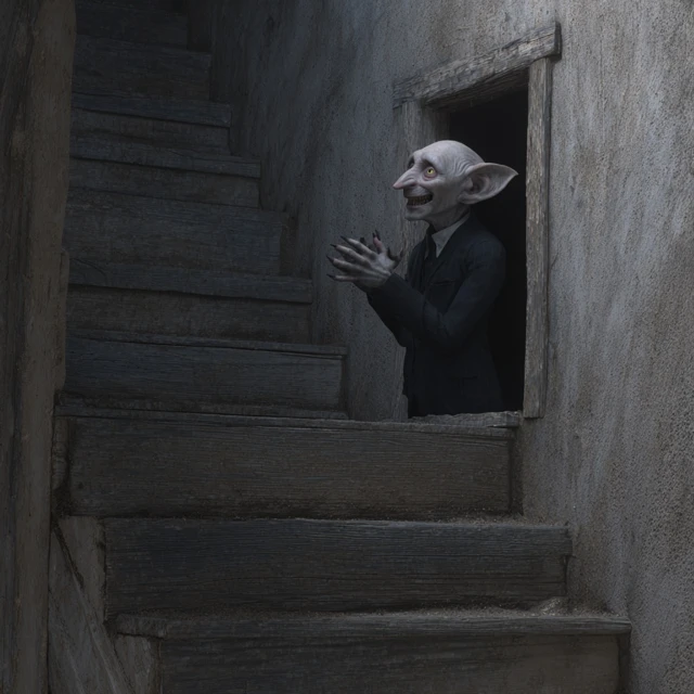 Nosferatu Creature in Dilapidated Cellar