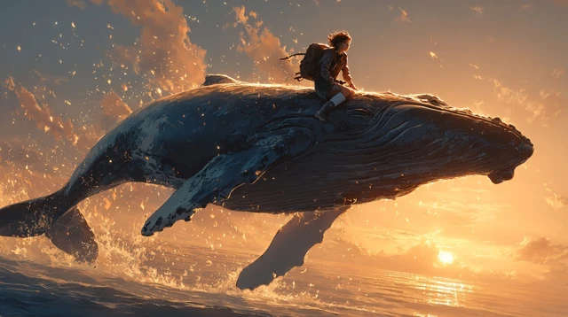 Whale Rider Dramatic Sunrise Painting