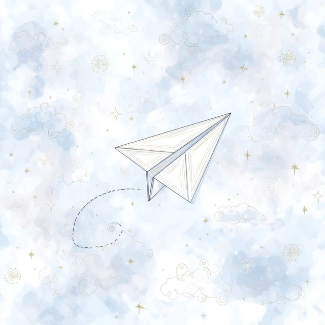 Watercolor Paper Airplane Illustration