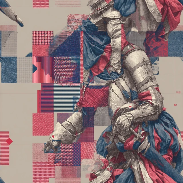 Renaissance Warrior Illustration with Optical Art