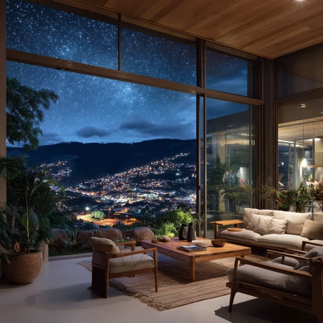 Modern House in Petropolis under the Stars