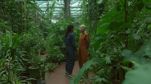 Androgyne and Android Conversing in a Greenhouse