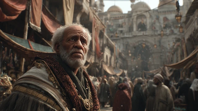 Ancient Arab Man in Mecca Marketplace