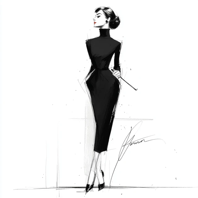 Audrey Hepburn Breakfast at Tiffanys Minimalist Sketch