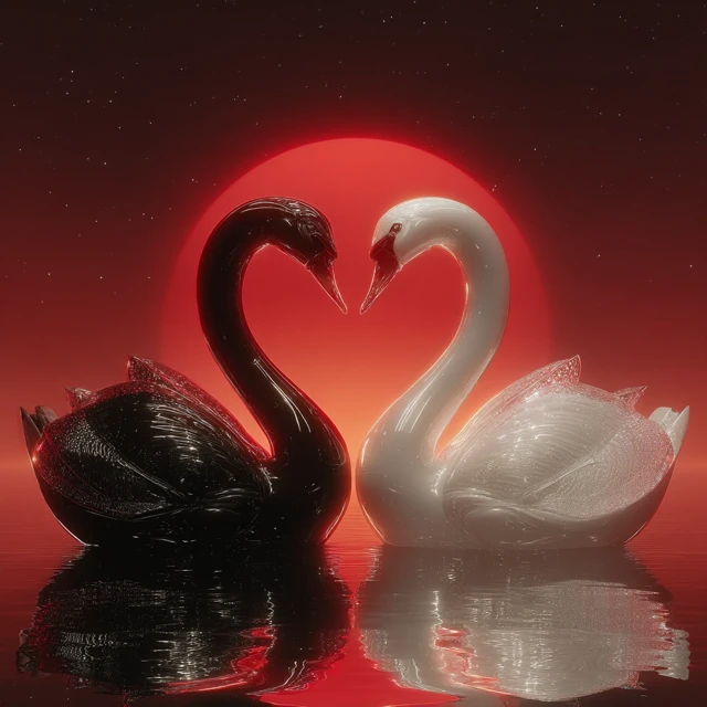Swan Heart 3D Render Surreal Romance