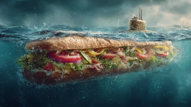 Submarine Sandwich Underwater Illustration