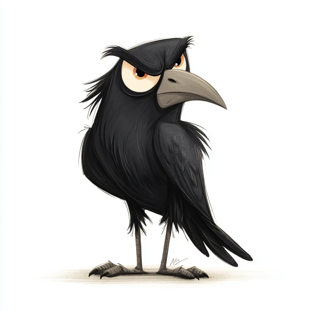Cartoon Crow Angry Bird Illustration