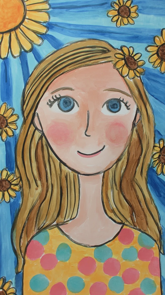 Summer Girl Portrait Gouache Art
