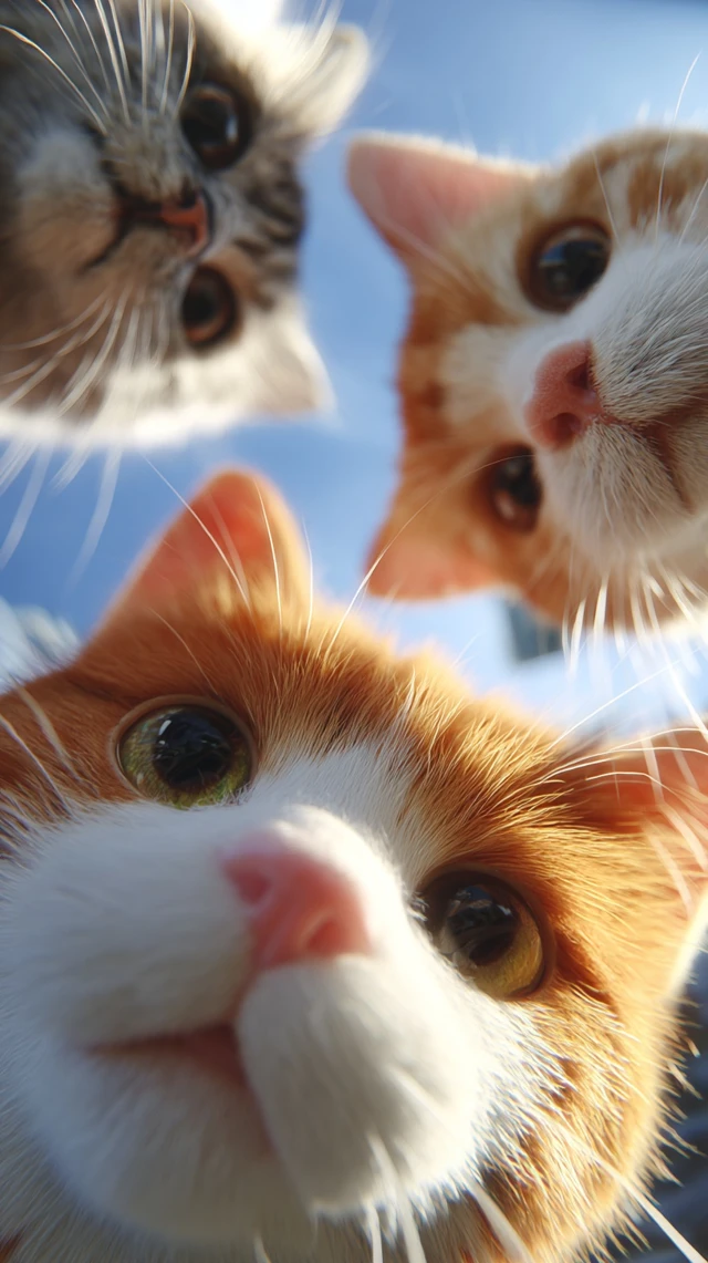 Cute Cats Looking Down Close Up Shot