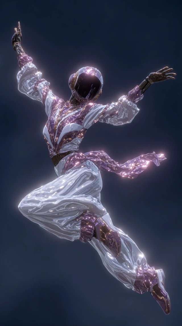 Futuristic AI Character Dynamic Pose Cyberpunk