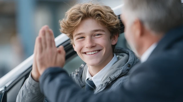 Student Celebrates Test Success Thumbs Up