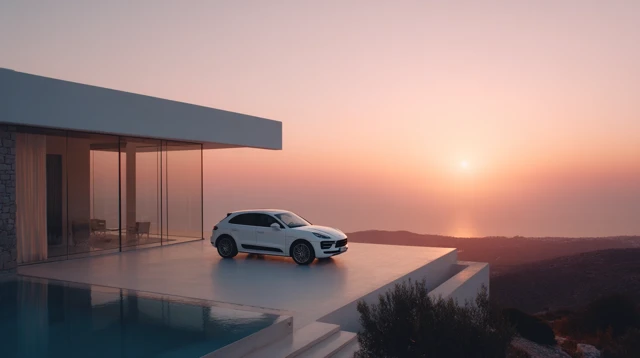 Porsche Macan by the Sea Luxury Sunset View