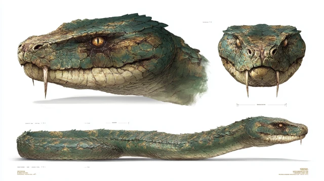 Prehistoric Anaconda Character Sheet: Detailed Reptile Anatomy