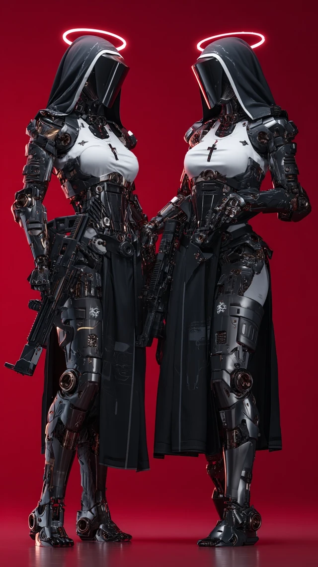 Cyberpunk Battle Nuns in Dark Battle Gear