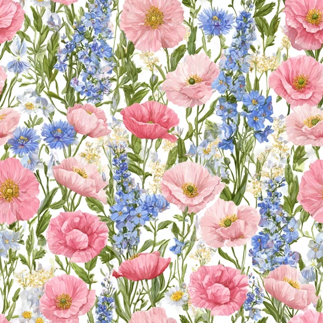 Watercolor Wildflower Pattern Beatrix Potter Style