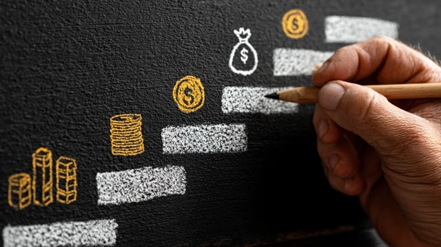 Financial Staircase Chalkboard Illustration