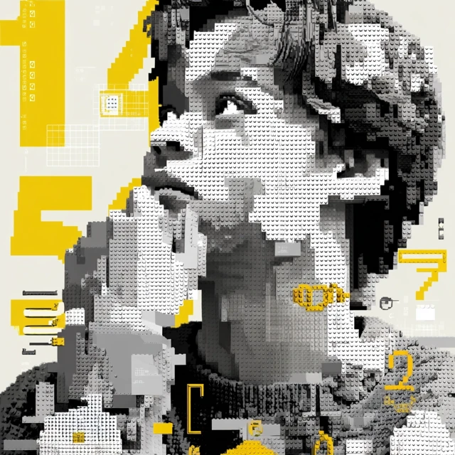 Pixel Art Teenager Contemplating Data