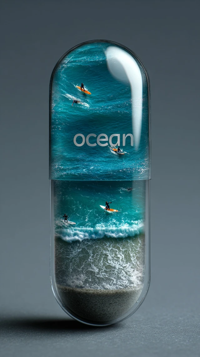 Ocean in a Capsule Miniature Ocean Surfers Fish