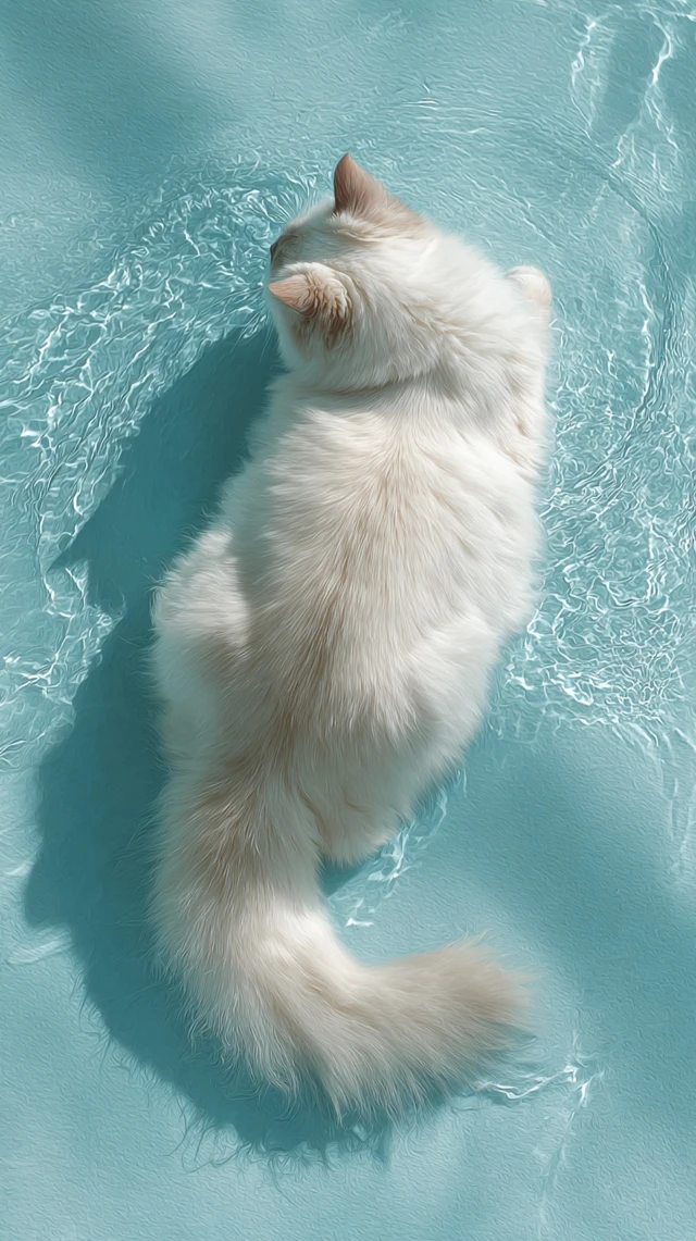 White Ragdoll Cat in Water Cute Photography