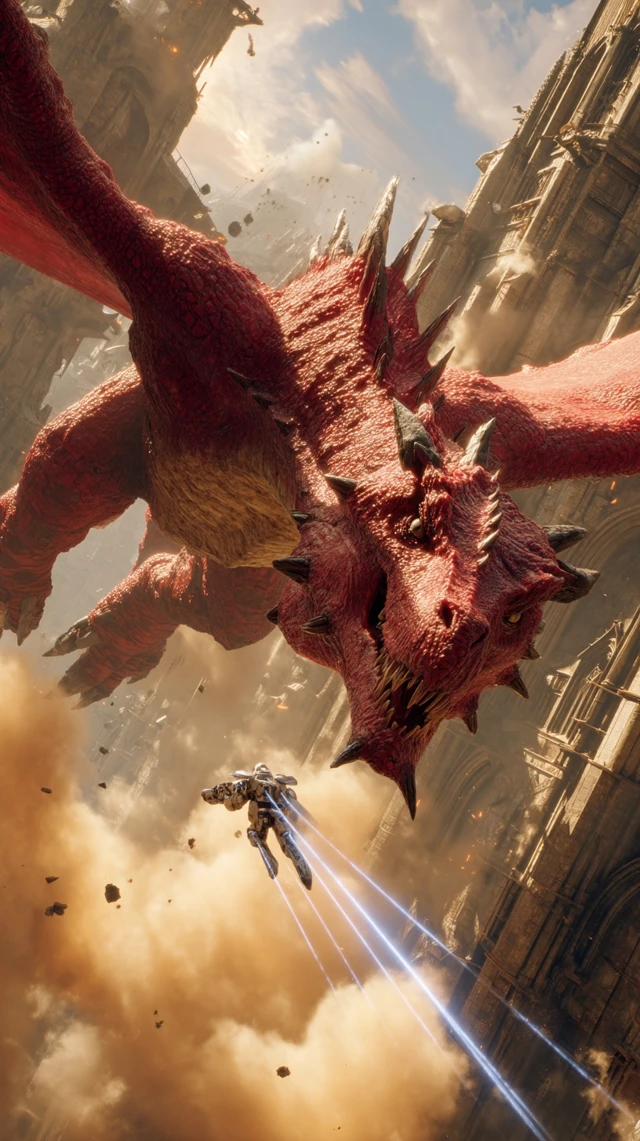 Dragon Mech Battle Epic Mid Air Confrontation