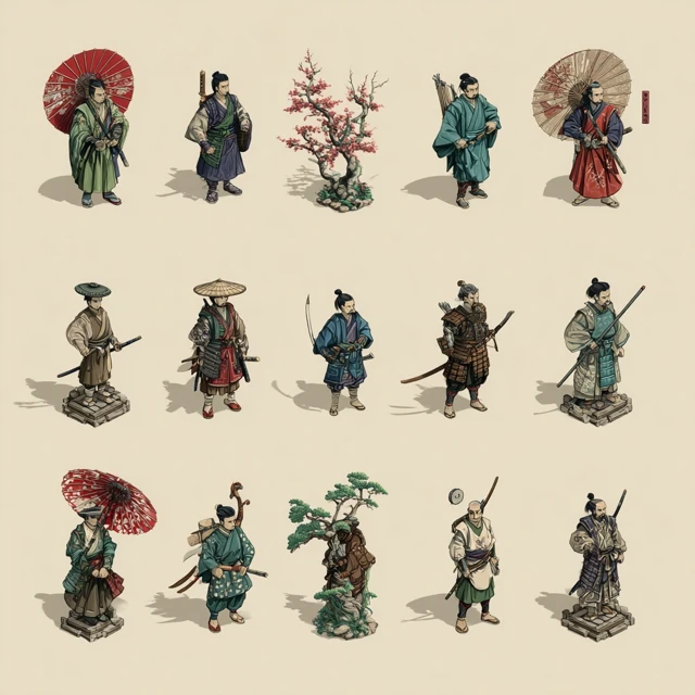 Ancient Japan Tactics Game Sprites