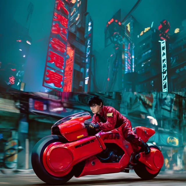 Akira Inspired Anime Racer on Futuristic Motorcycle
