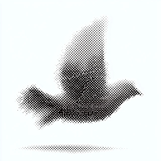 Black and White Bird Icon Halftone