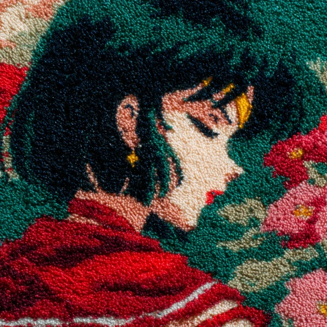 Sailor Saturn Anime Art Vintage 90s Flowers Carpet