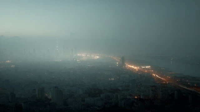 Dubai at Night: Futuristic City Glow from Above