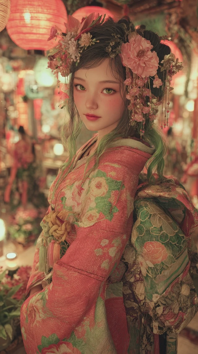 Oiran Portrait Mitsuri Kanroji Inspired Japanese Beauty