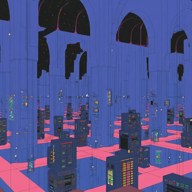 Cyberpunk Server Room Futuristic Data Center