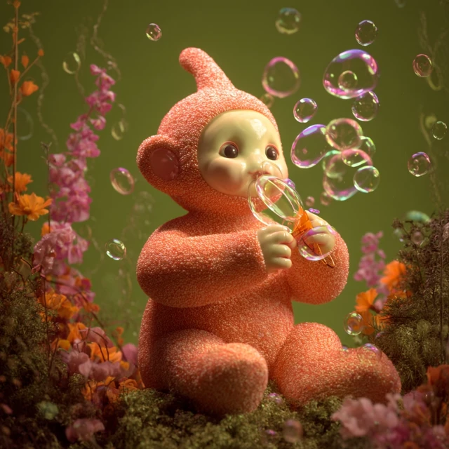 Tellytubbies Blowing Bubbles: Adorable 3D Render