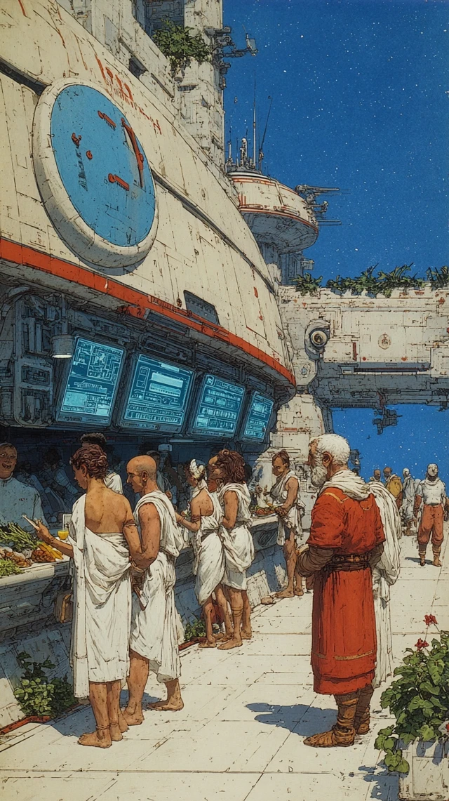 Moebius Art Roman Legion Spaceship Neon Gardens