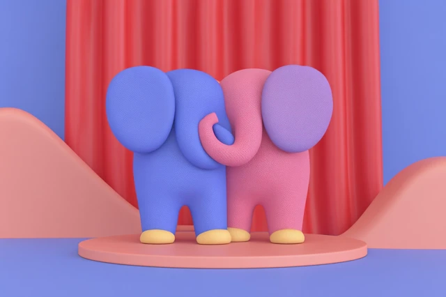 Surreal Elephants in a Minimalist Fantasy Landscape