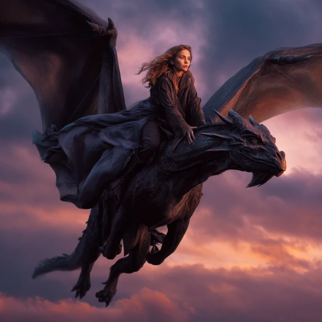 Dragon and Couple Romantic Fantasy Illustration
