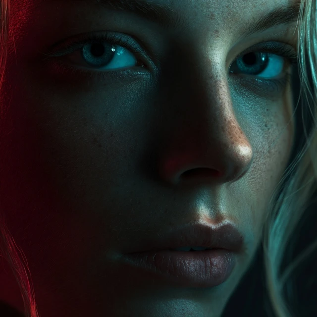 Stunning Blonde Woman Portrait Dramatic Film Noir