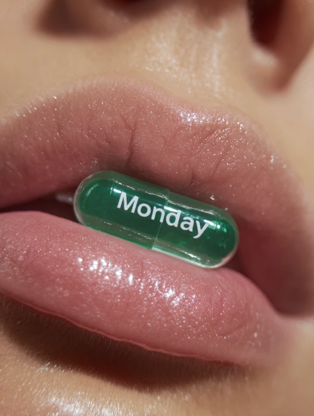 Lip Gloss and Green Pill Product Photography