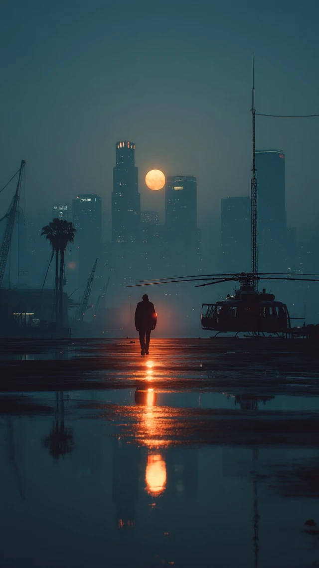 Cinematic Action Scene: Soldier on Rooftop with Helicopters