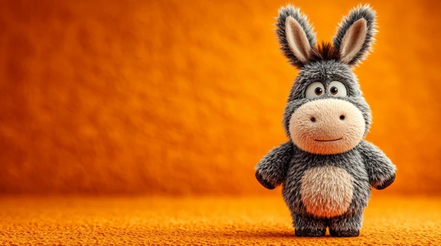 Cute Fluffy Donkey 3D Cartoon Illustration