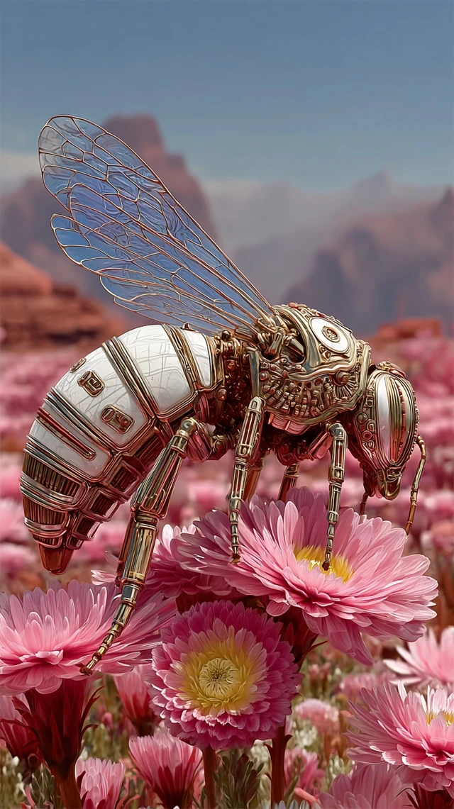 Surreal Bee on Flowers Digital Art