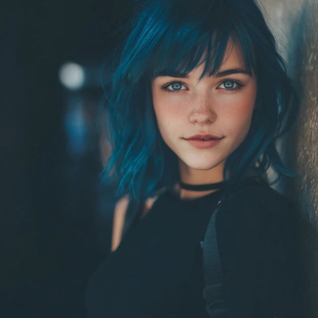 Girl with Blue Hair Portrait