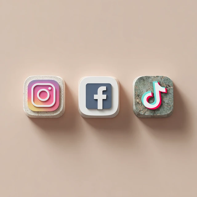Instagram Facebook TikTok Logos Wabisabi Style